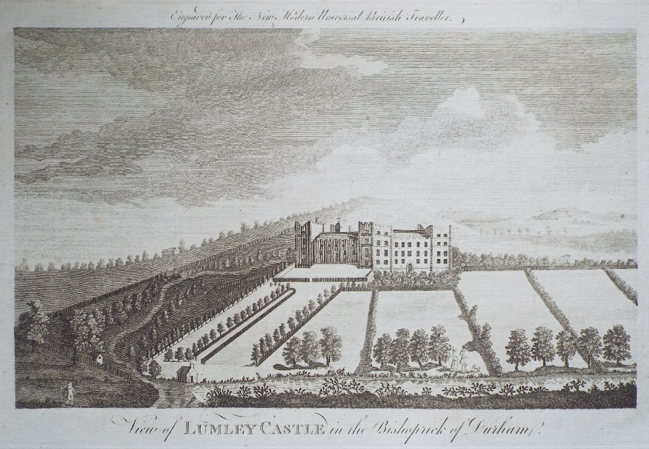 Print - View of Lumley Castle, in the Bishoprick of Durham.